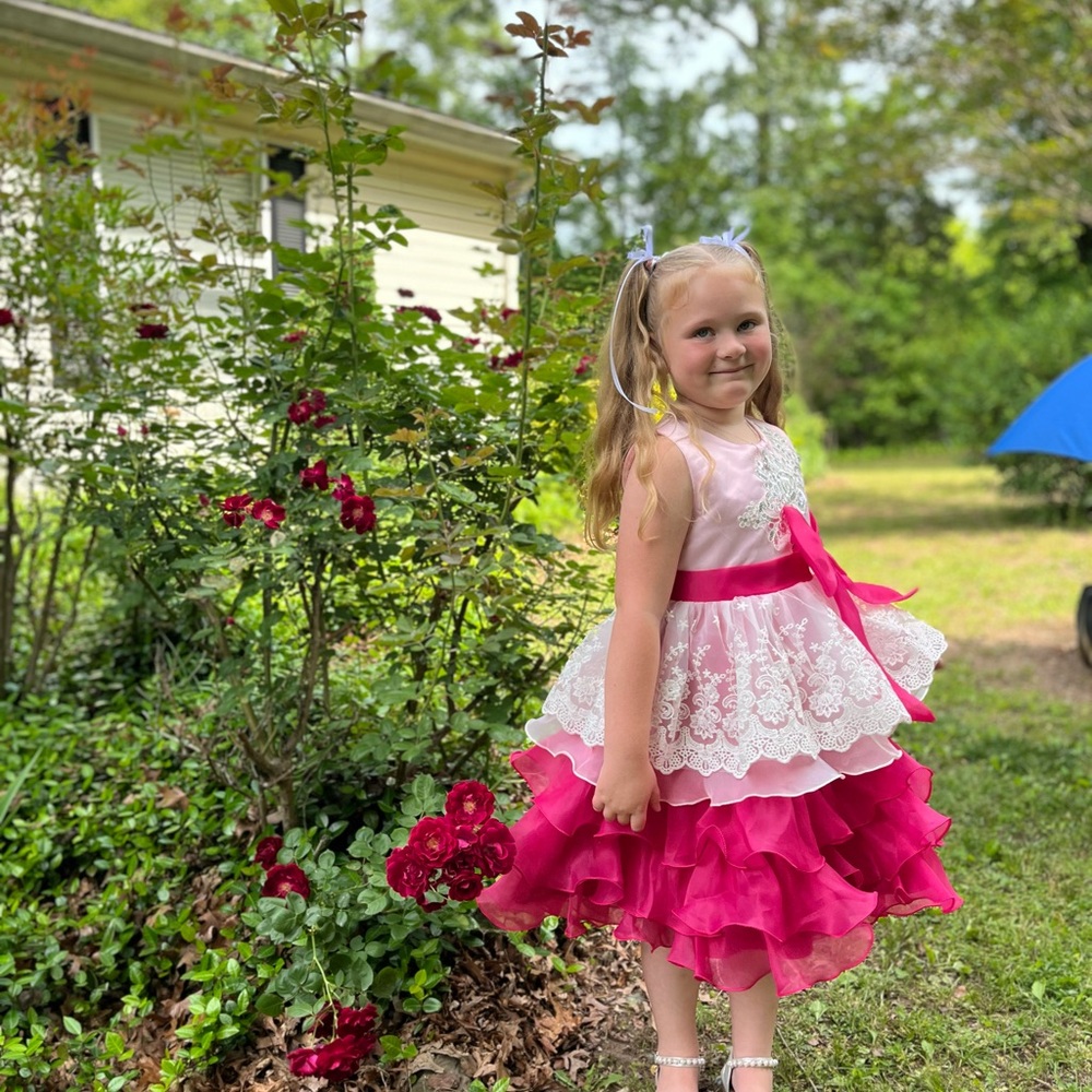 Pink and White Lace Ruffle Dress for Girls PLEASE SEND OFFERS